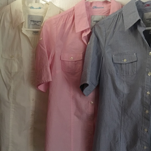 American Eagle Button Down Short Sleeve Shirts-3 - Picture 1 of 8